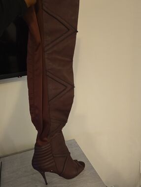 Women's Over-the-Knee Stiletto Boot in Burgundy - Stylish Evening Shoe